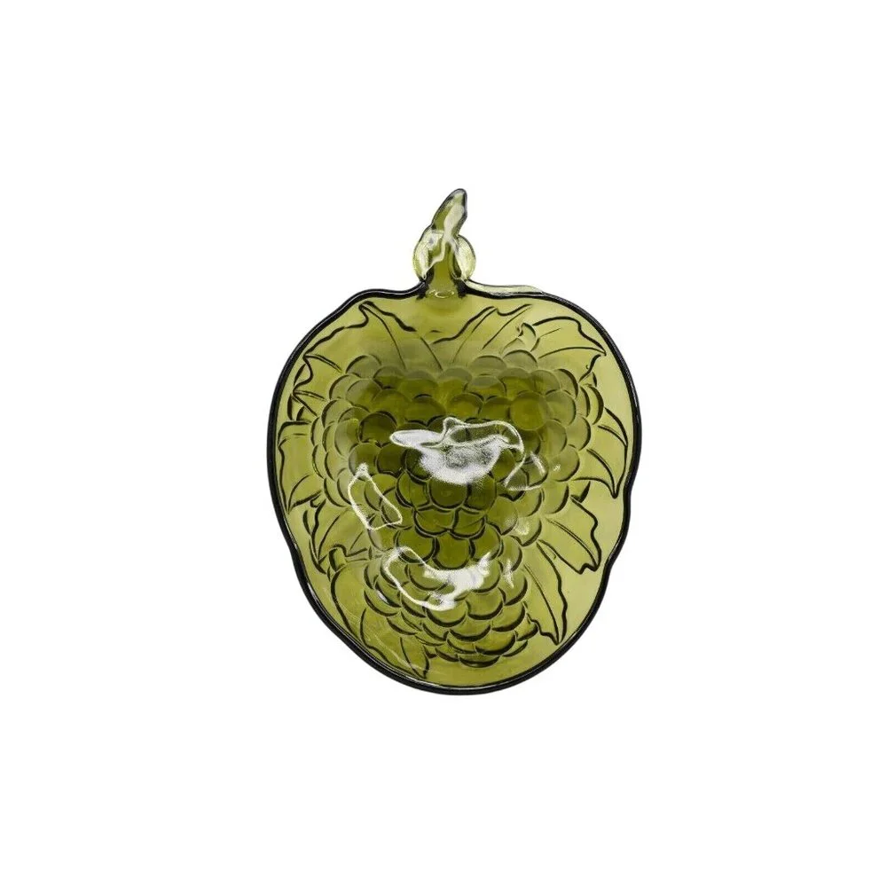 Vintage Indiana Glass Green Grape Fruit Bowl‎ Mid Century Serving Dish